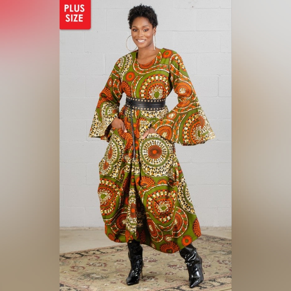 ANANSI (Olive) - African Print Dress